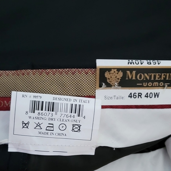 Men's Navy Dress Pants 40 Quality 100% Wool by Montefino - Picture 3 of 10